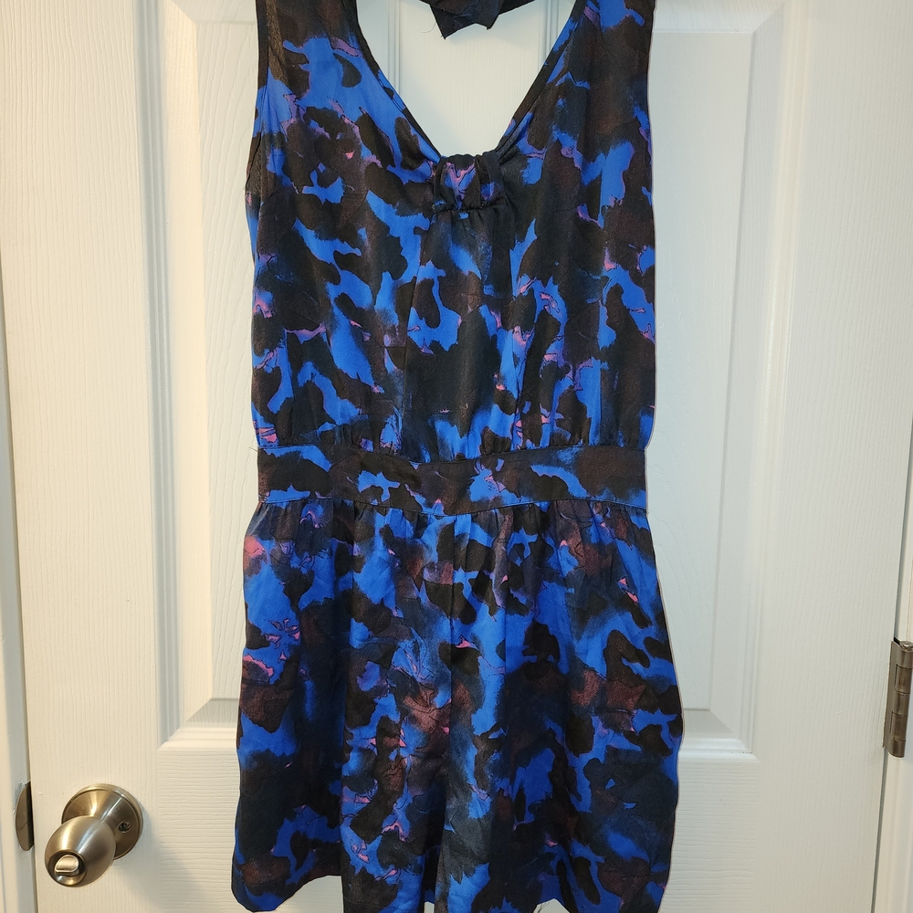 Elegant Blue and Black Patterned Jumpsuit